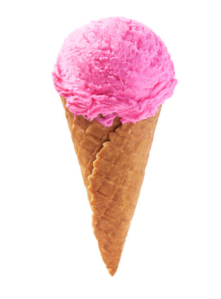 istock pink ice cream in waffle cone isolated on white background 1423433811