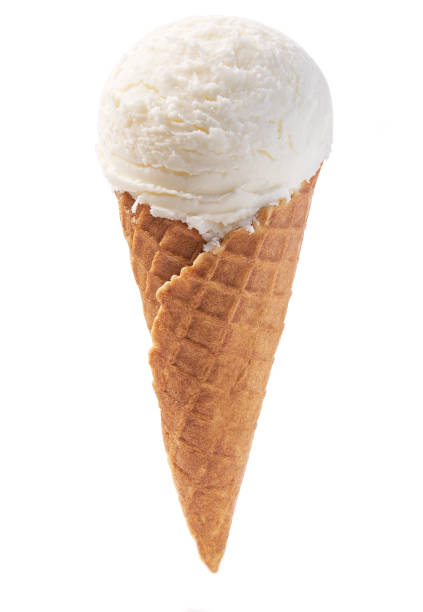 istock white ice cream in waffle cone isolated on white background 1423433841