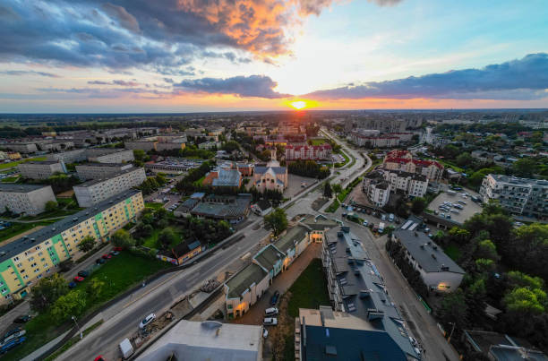 istock View at Pabianice city from a drone at sunset 1423437010