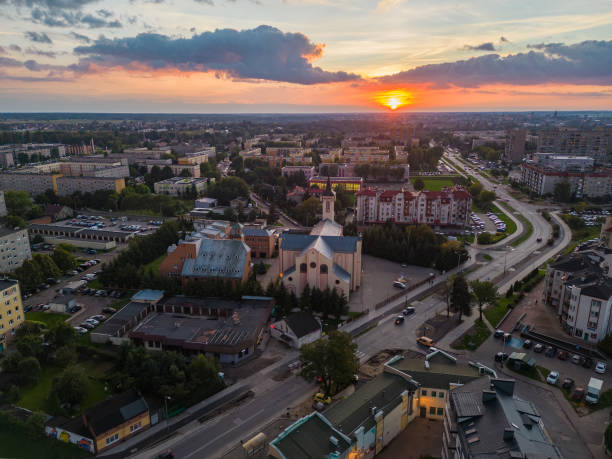 istock View at Pabianice city from a drone at sunset 1423437044