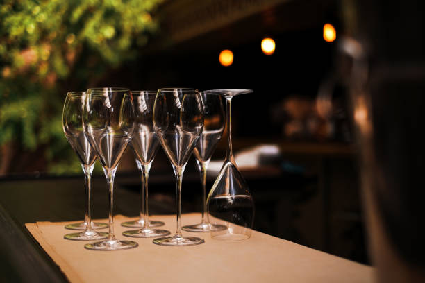 istock clean empty wine glasses on the bar counter in the restaurant close-up 1423437408