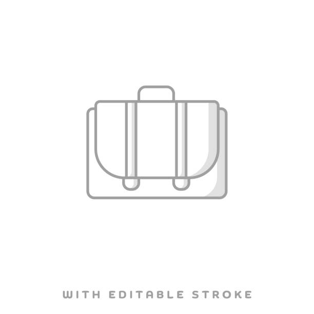 Portfolio Bag concept line icon with shadow. The vector illustration is outline style, pixel perfect, suitable for web and print with editable stroke. Doctor bag concept line icon with shadow. The vector illustration is outline style, pixel perfect, suitable for web and print with editable stroke. leather medical bag stock illustrations