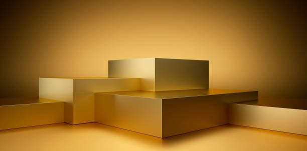 istock 3d rendering of golden podiums 1423441424