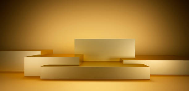 istock 3d rendering of golden podiums 1423441491