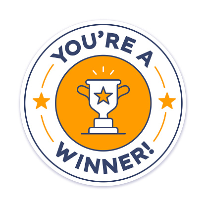 You're a winner badge congratulations success win price circle round design element.
