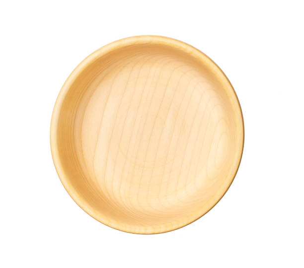 istock Wooden bowl isolated on white background,top view 1423451816