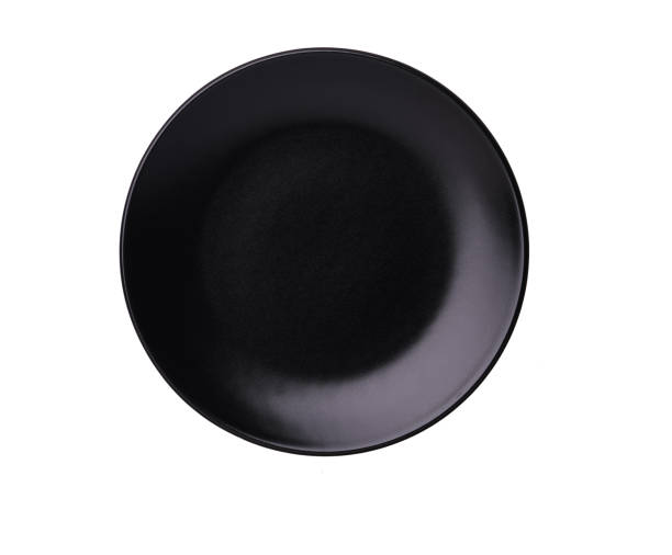 istock black plate isolated on white background,top view 1423451829