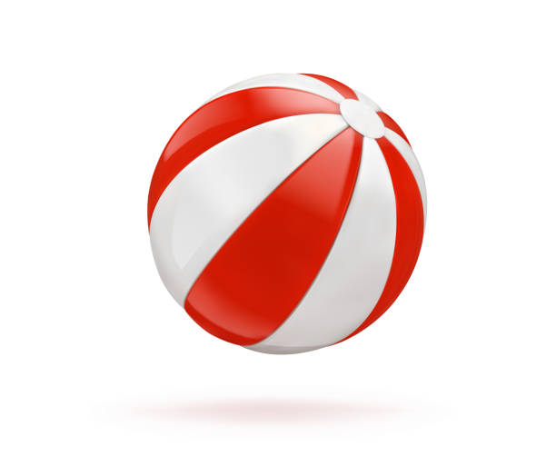 ilustrações, clipart, desenhos animados e ícones de toy branco e vermelho bola inflável. ilustração vetorial - beach ball ball sphere red