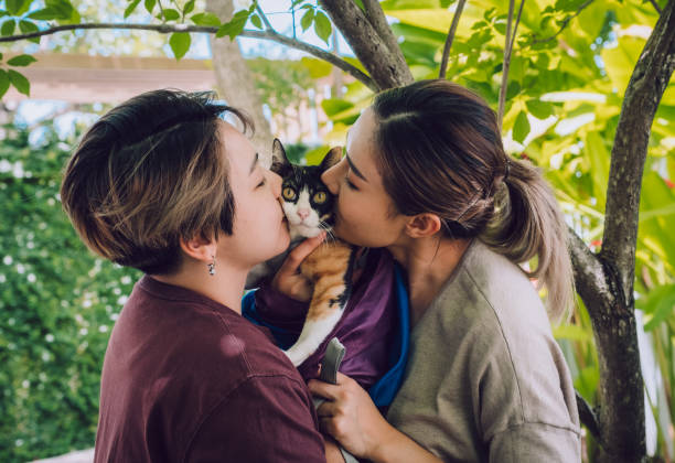 istock Lesbian couple and cat 1423461969