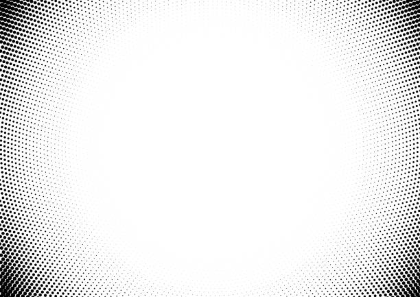 ilustrações, clipart, desenhos animados e ícones de meio tom gradiente quadro de borda em fundo branco - halftone pattern spotted toned image pattern