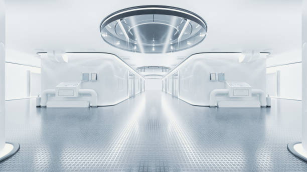 istock White room or scientific laboratory. Science elements and innovation background. 1423464916