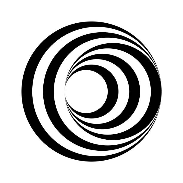 オプアートサークル。黒と白の縞模様は錯覚を作ります。旋回回転エフェクト。 - illusion spiral black white点のイラスト素材／クリップアート素材／マンガ素材／アイコン素材