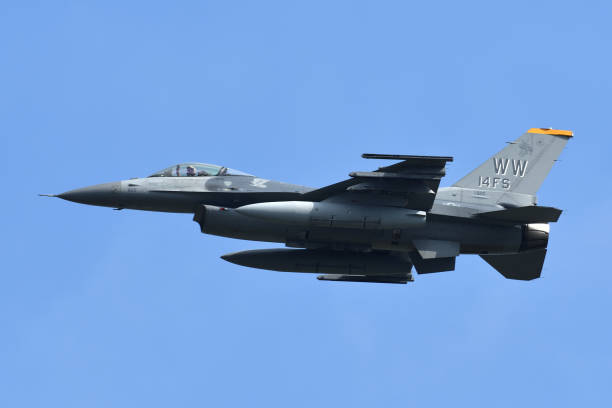 United States Air Force Lockheed Martin F-16C Fighting Falcon multirole fighter aircraft. Aomori Prefecture, Japan - September 11, 2022:United States Air Force Lockheed Martin F-16C Fighting Falcon multirole fighter aircraft. misawa japan stock pictures, royalty-free photos & images
