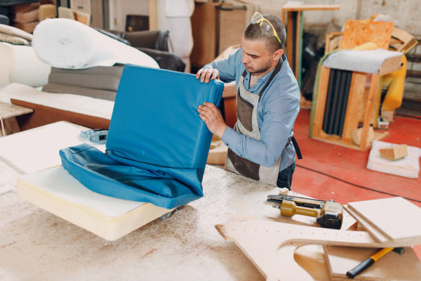 Furniture Upholstery and Manufacture fabric Renovation stock photo