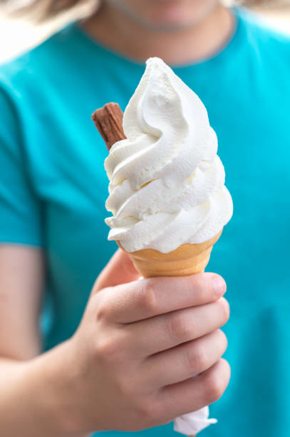 istock Soft vanilla ice cream with chocolate stick 1423473594