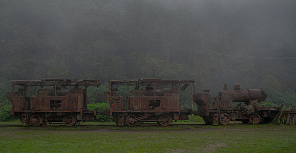 Old train with fog