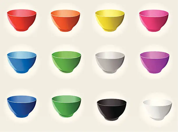 Vector illustration of Colorful 3D bowls [vector]