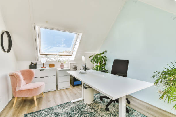 istock General view of the room converted into a workspace 1423483959