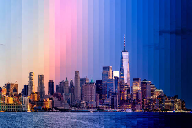 istock Lower Manhattan Cityscape - Day to Night Transition 1423485374