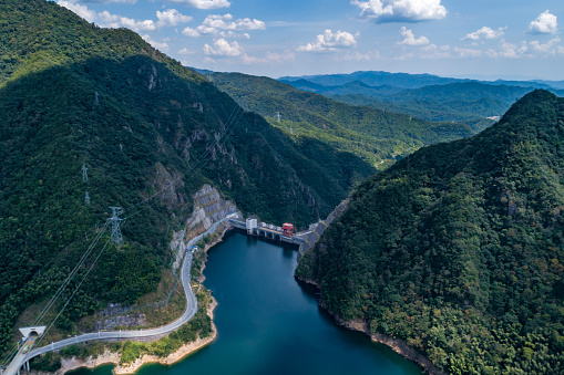 Top view of big concrete Dam, Kaprun, Austria