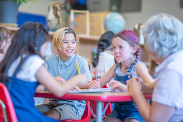 istock Montessori Teacher Helping Students 1423486610