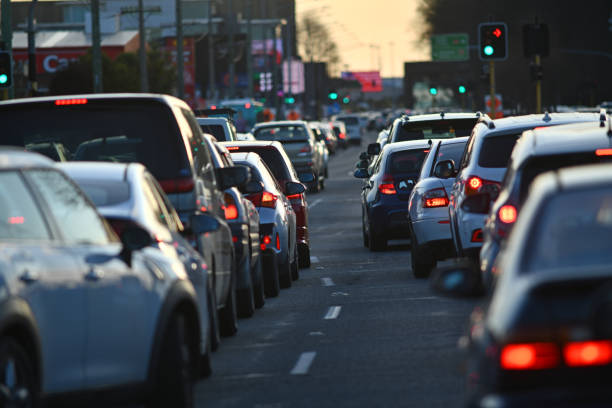 istock Vehicles line up in peak hour traffic 1423494944
