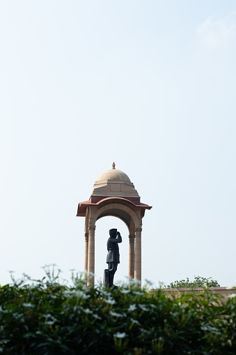 New Delhi, Delhi, India, 11 Sep 2022 - 28 Feet Tall Black Granite Statue Of Netaji Subhas Chandra Bose Designed By National Gallery Of Modern Art At Canopy India Gate, Rajpath Or Revamped Kartavyapath