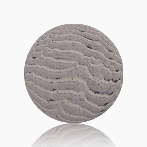 istock Illustrated 3d rendering of a grey sphere in a cream-grey space. A sphere with a wavy surface and convolutions, with reflections. Abstract composition. 1423505436