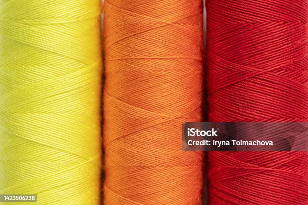 Thread Full Image Bright Sewing Thread Spools Close Up Full Frame Background Top View ...