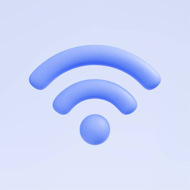 보라색 배경 벡터 일러스트레이션에 고립 된 3d 렌더링 wi fi 아이콘. - wifi zone stock illustrations