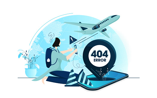 404 error page not found concept. Can use for web banner, landing page, website template.