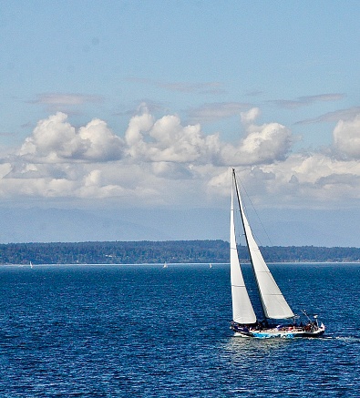 A sailboat on Puget Sound near Seattle