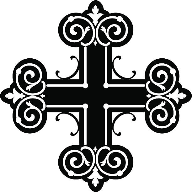 scroll cross (vector) vectorized ornate cross pattern anglican stock illustrations