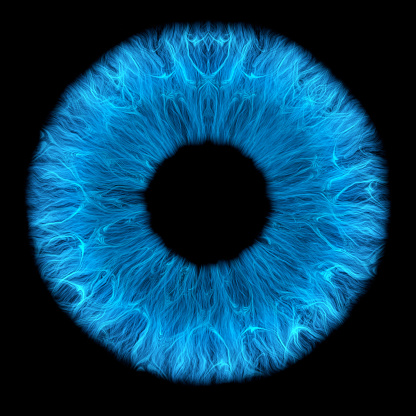 Isolated of blue human iris (3D Rendering)