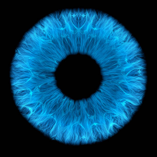 Blue human iris Isolated of blue human iris (3D Rendering) blue iris stock pictures, royalty-free photos & images