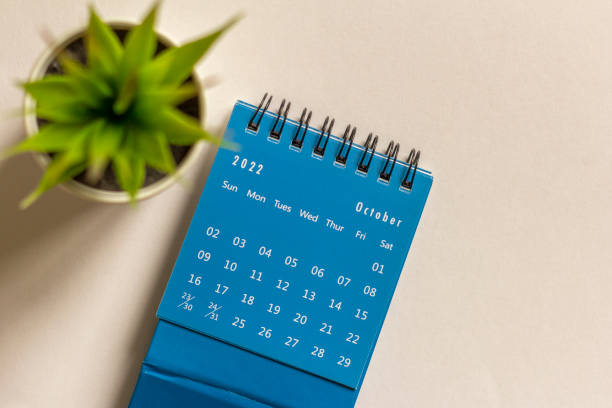 istock Desktop calendar for October 2022 on the desktop. 1423519451