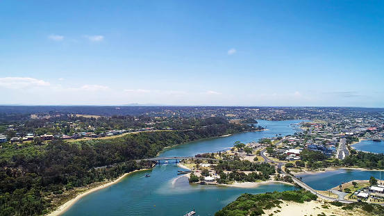 Aerial view of Lakes Entrance in the Gippsland Lakes Victoria