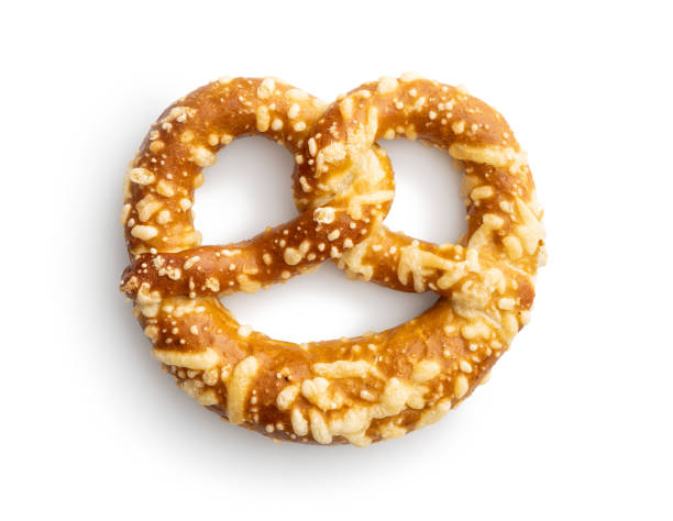 istock German bread pretzel with baked cheese isolated on white background. 1423523268