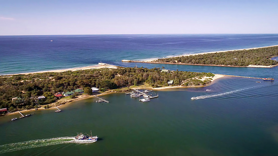 Aerial view of Lakes Entrance in the Gippsland Lakes Victoria