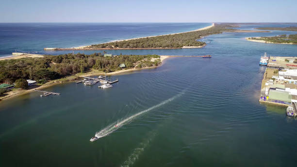 Aerial view of Lakes Entrance in the Gippsland Lakes Victoria
