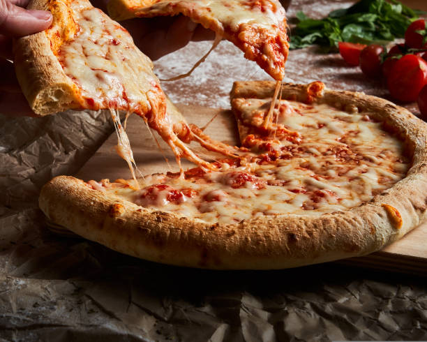 istock Italian pizza Margherita with melting cheese 1423524022