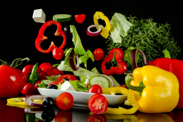 istock Salad flying ingredients in the air. 1423524686