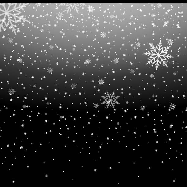 istock Xmas or New Year background with falling snowflakes isolated on black. Vector 1423525285