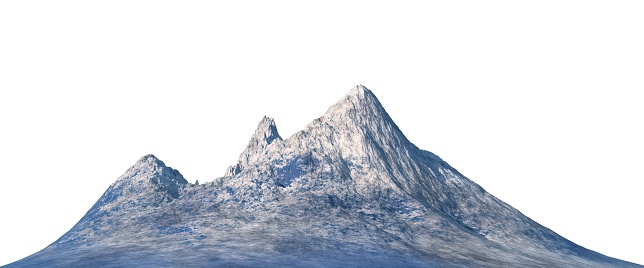 3D illustration snowy mountains Isolate on white background