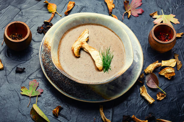 Dietetic mushroom soup stock photo