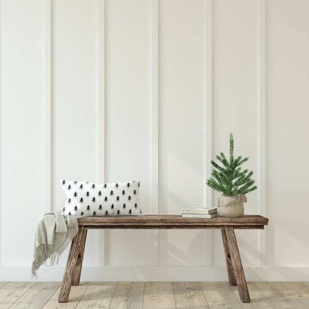 istock Farmhouse entryway. Christmas interior. 3d rendering. 1423535415