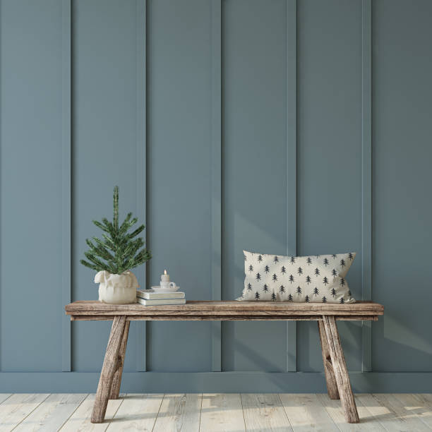 istock Farmhouse entryway. Christmas interior. 3d rendering. 1423535417