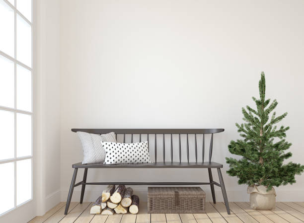 istock Scandinavian entryway. Christmas interior. 3d rendering. 1423535438