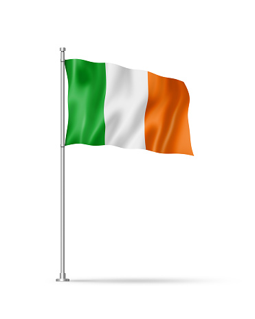 Ireland flag, 3D illustration, isolated on white