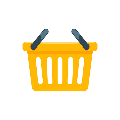 Shopping basket icon or symbol with flat color. Vector illustration